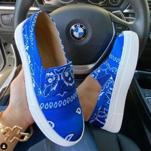 Satin Bandana Slip On Sneakers